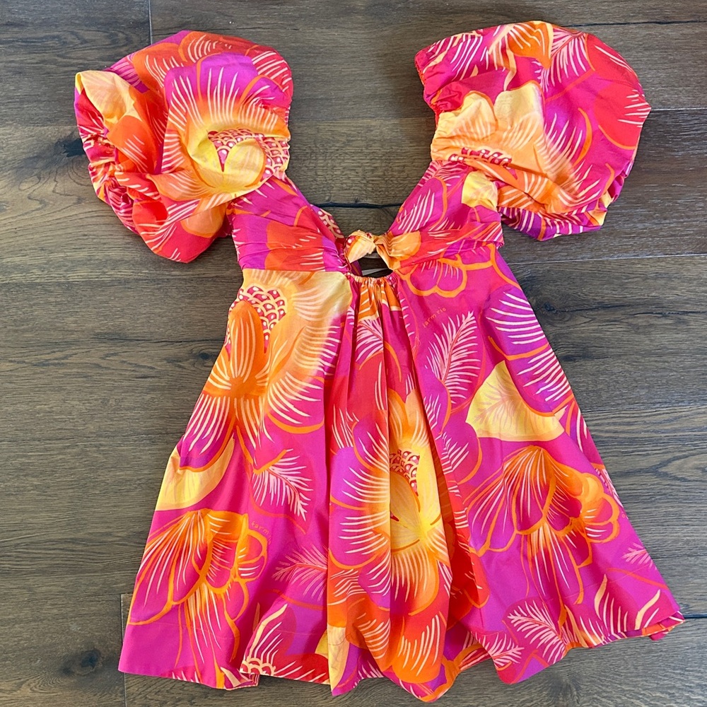 Farm Rio Pink and Orange Floral Dress